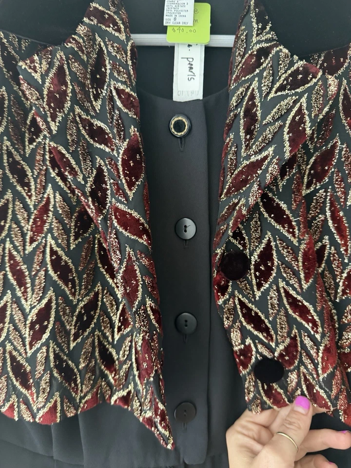 Mono vintage de terciopelo en capas años 80 talla 8 Foto 2 de 4