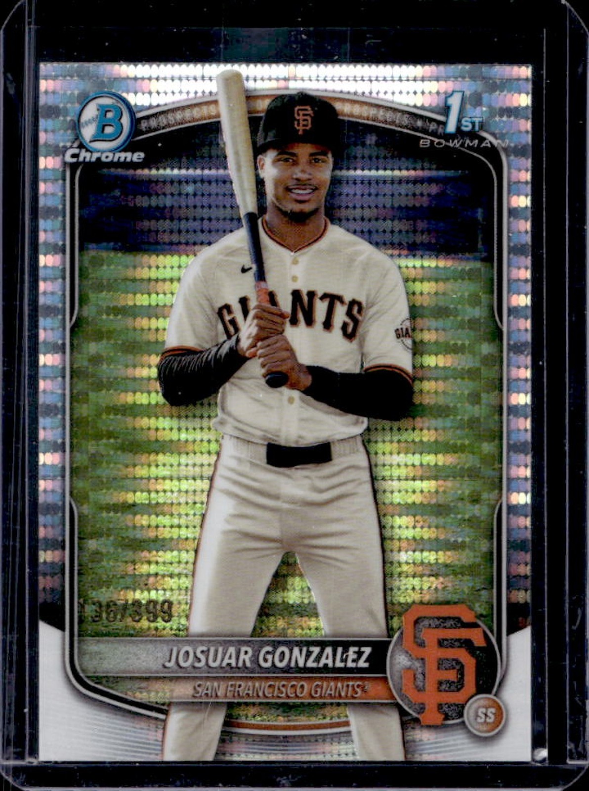 2025 Bowman Chrome Josuar Gonzalez Pulsar Refractor 1st #136/399 Giants
