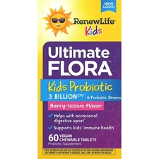 RENEWLIFE KIDS PROBIOTIC~ULTIMATE FLORA  3 BILLION CFU~6 STRAINS~60 VEGAN CHEWAB