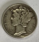 1944 P Mercury Dime 10C - Philadelphia 90% Silver Coin