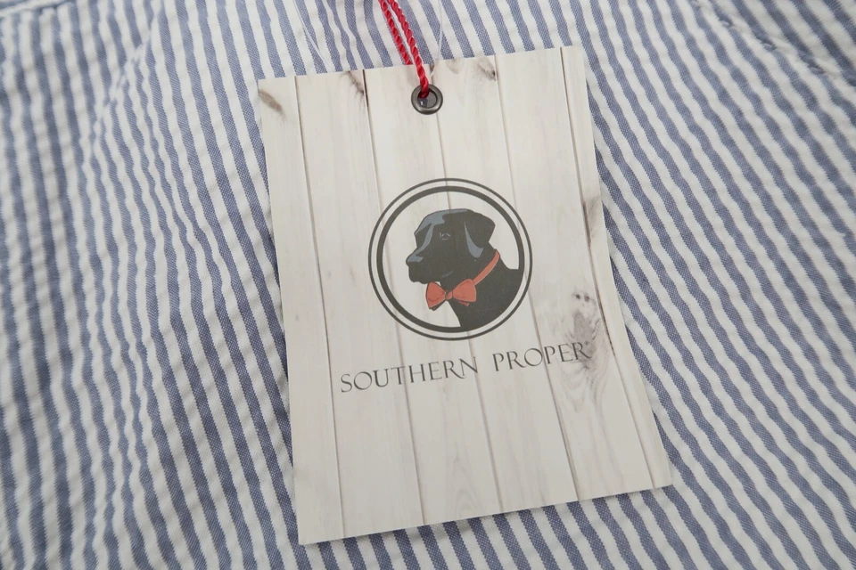 Pantalones Cortos Southern Proper Para Hombre XL Seersucker Azul Blanco Rayas Chino Nuevos con Etiquetas Foto 2 de 4