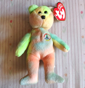 Ty Jingle Beanies Peace Bear 5" From 2001