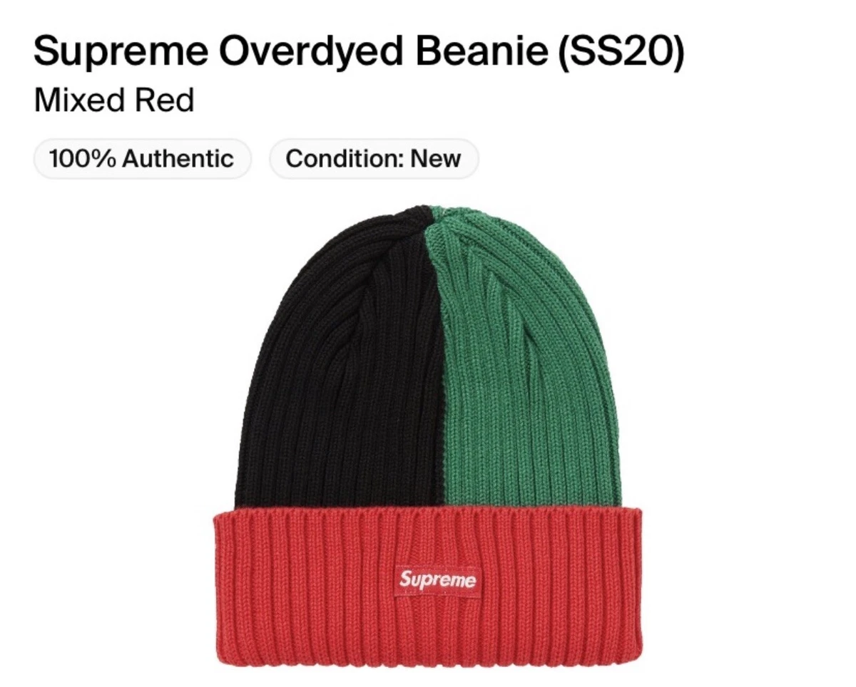 Supreme Overdyed Beanie (SS20) Mixed Red Black Green Rasta hat cap