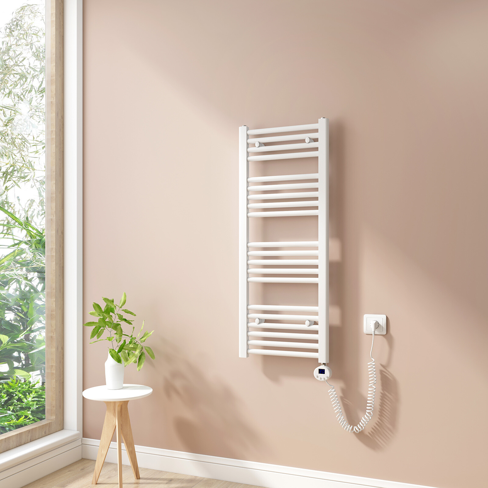 EUAIIPull Elektrischer Handtuchheizkörper - 180° Drehbar Mit Timer Für Bad & Küche