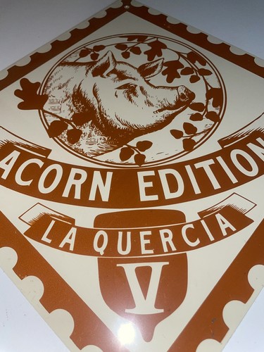 Vintage ACORN EDITION LA QUERCIA V Aluminum Metal Sign 12" X 12". - Picture 2 of 3
