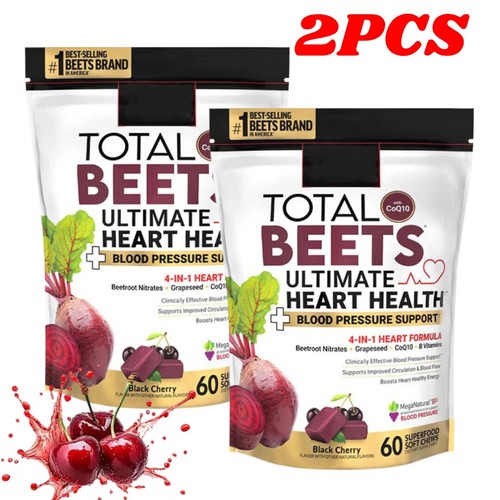 2X Beetroot Gummies-Total Beets UltimateHeart Health-BloodPressure Support 60Pcs