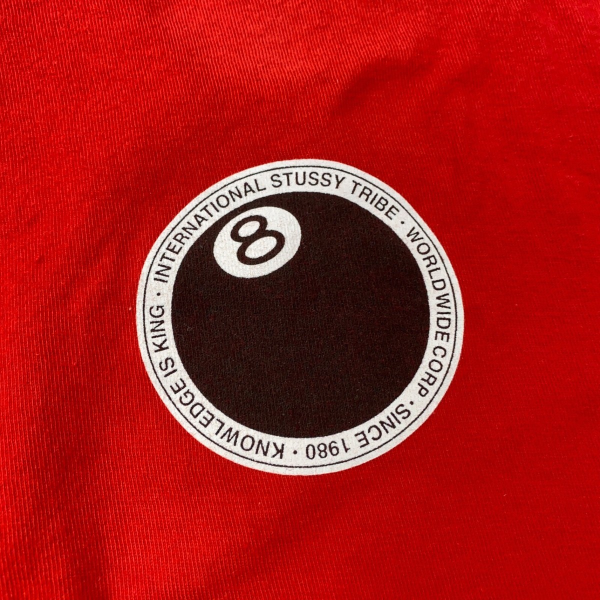 Stussy 8 Ball Dot Tee Mens XL Red Billiards Pool Short
