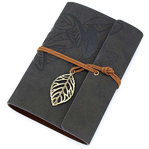 Vintage Black PU Leather Loose Leaf Notebook 5 Inches  