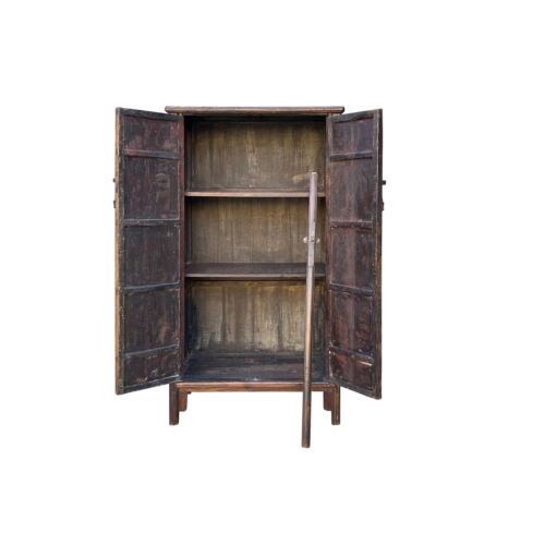 Chinese Vintage Brown Patina Simple Two Doors Noodle Storage Cabinet ws4283 - Picture 4 of 13