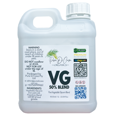 VG Blend 50/50 | VG/PG | Vegetable Glycerine 50% 1L |USP Food Grade