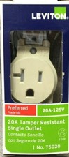 Leviton T5020-0IS 20 amps 125 volt Ivory Outlet 5-20R 1 pk