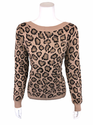 Rachel Hollis Ltd. Women's Pullover Leopard Sweater Top Brown Small Size  