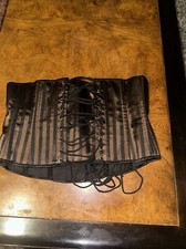 Black Bronze Lace Up Adjustable Buckle Corset Bustier Lingerie Size 2XL