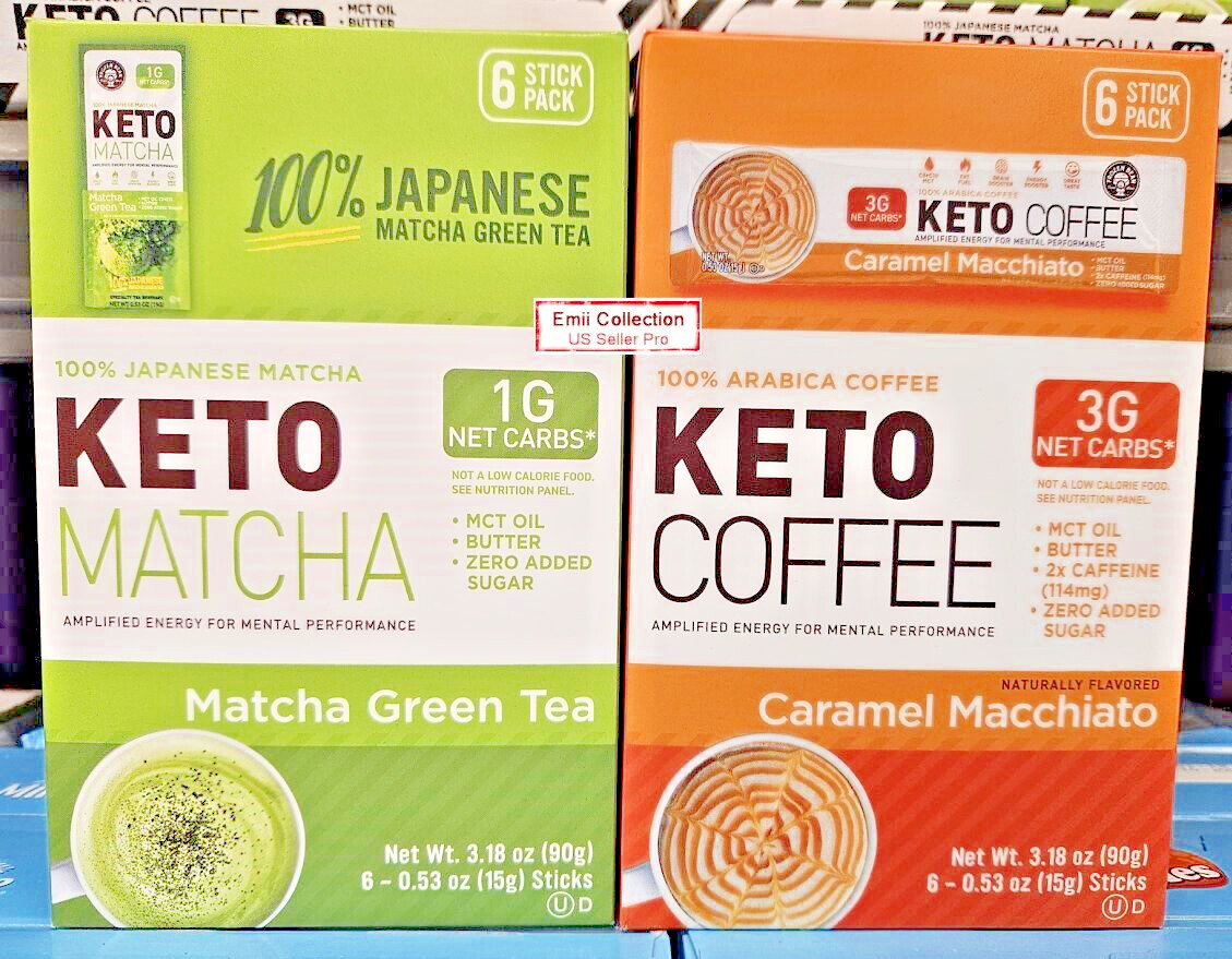 The Frozen Bean Keto 6 stick Packs Matcha & Coffee 3.18oz 90
