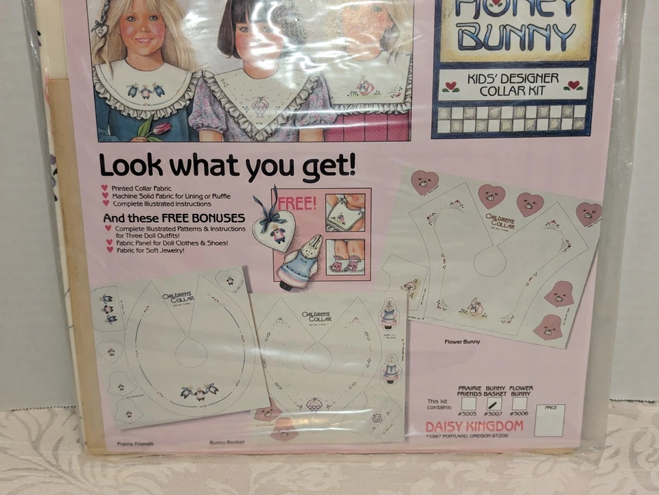 Vtg. 1987 Daisy Kingdom Kids Designer Collar Kit Honey Bunny #5007 Bunny Basket  - Image 3 of 4