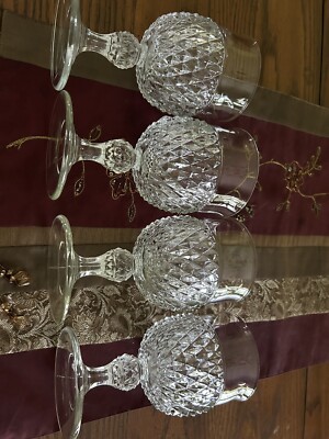 Vintage Indiana Glass 4- diamond point Crystal Clear Pedestal Glasses. |  eBay