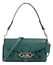 COACH Jade Leather Exotic Shoulder Crossbody Bag Horse Carriage Turquoise 91034