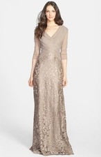 Tadashi Shoji Sequin Lace Gown  Size 4 