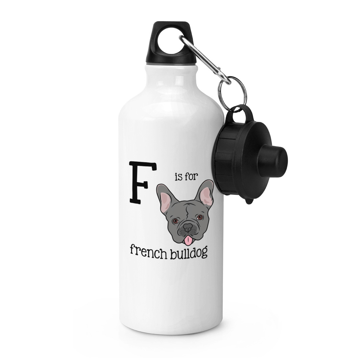 Letter F Is For French Bulldog Sports Bottle Alphabet Drinks Camping Flask Dog