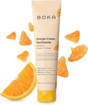 NEW - BOKA Kid's ORANGE CREAM Fluoride Free TOOTHPASTE - 4oz / 113g