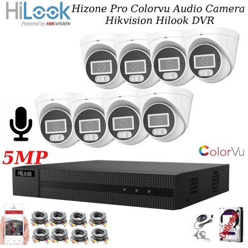 HIKVISION HILOOK 5MP CCTV SYSTEM DVR 24/7 HOURS COLORFUL AUDIO MIC CAMERA KIT UK - Picture 24 of 31