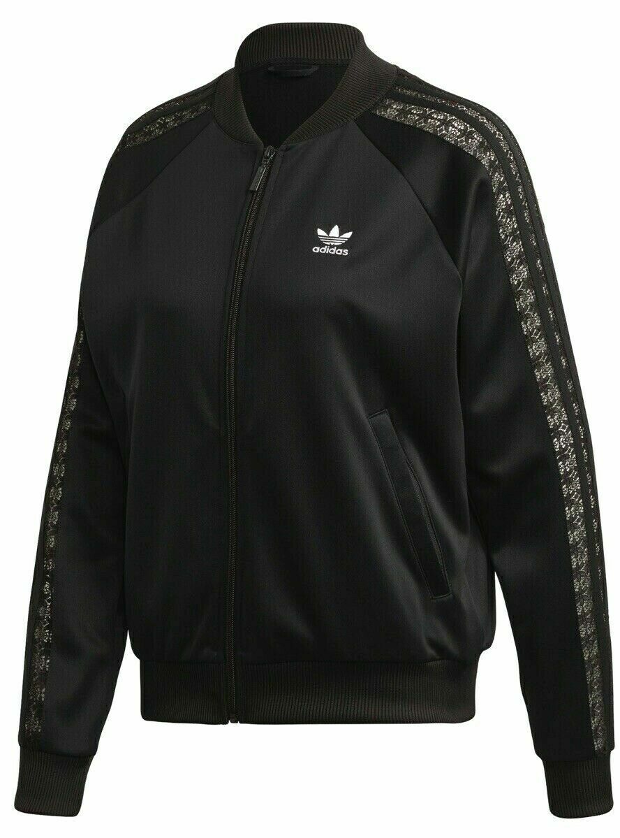 Womens Adidas Track Top Lace Sleeve see through Jacket Full Zip