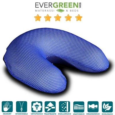 EVERGREENWEB Cuscino Memory Foam da Viaggio per Collo Poggiatesta Poggiacollo