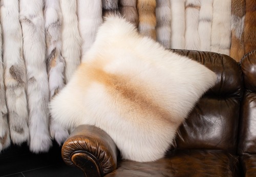 1663 Noble Apricot Fox Fur Cushion Real Pelt Pillow Genuine Fox Fur Pillow Furs - Picture 5 of 10