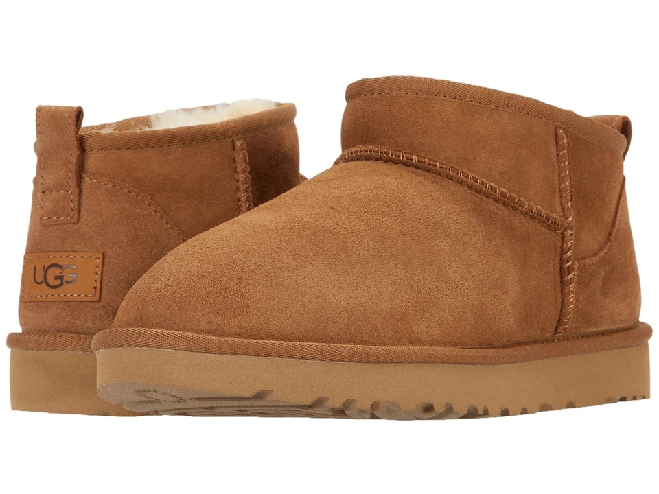 全新 100% 正品 UGG Classic Ultra Mini 栗色 1116109 女式靴子 — 第 2/4 张图片