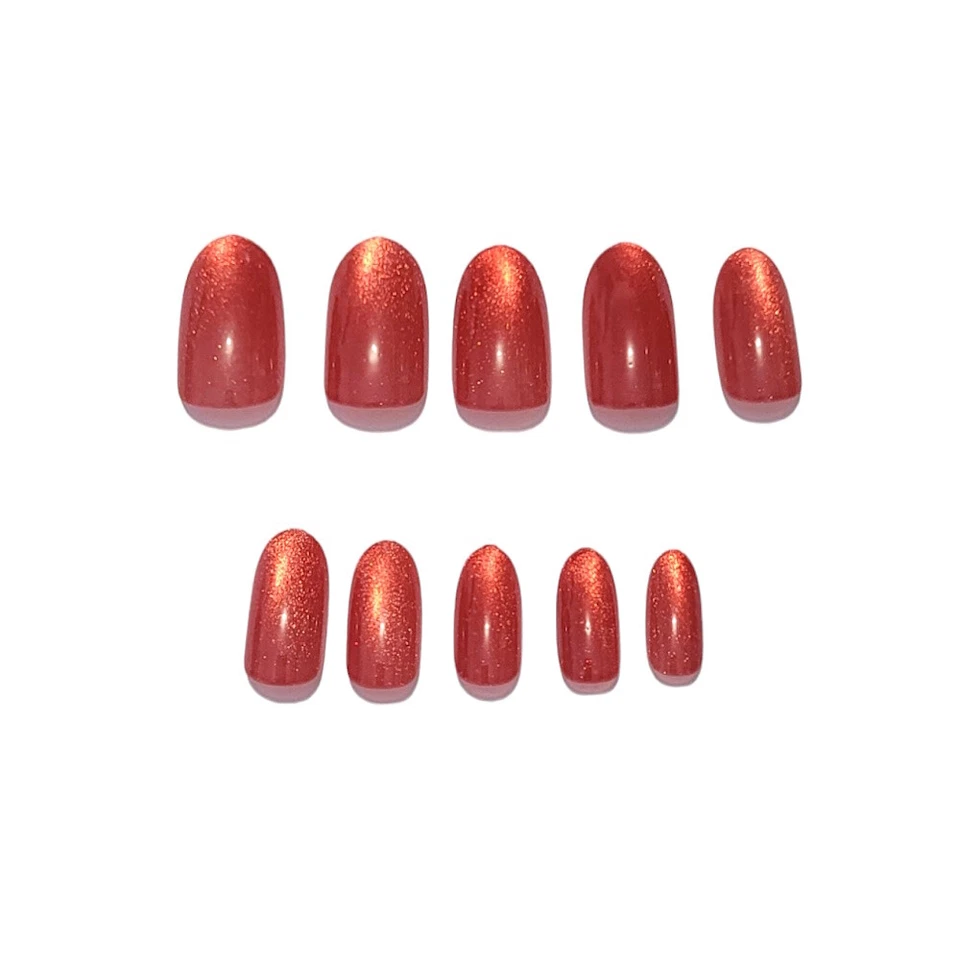 Faux Ongles + Adhésifs - Bout Ballerine - Oeil de Chat Rouge - Photo 1/2