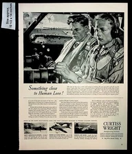 1943 Curtiss Wright Mfg Airplane Pilot Military War Men Vintage Print Ad 38044