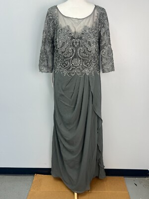 steel grey formal dress Mother Of The Bride Dresses In Steel Grey A-Line V-Neck Half Sleeves Appliques Waist Floor Length Chiffon Mother Of The Bride Dress