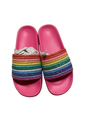 Hatley Over The Rainbow Slide On Slides, Size 3 Youth, NIB
