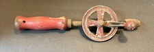 Vintage Tool Egg Beater Hand Drill Auger Bit Brace Woodworking Carpentry Red