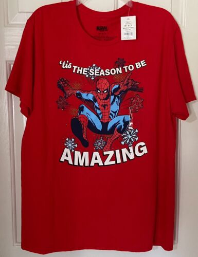 Spiderman 'tis the Season to be Amazing Men's Large Christmas Holiday T-Shirt