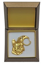 French Bulldog, Frenchie I - Gilded key ring with dog in gift box, handbag decor