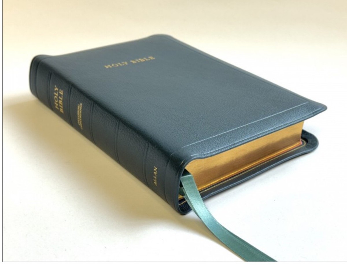R.L. Allan Bible 54C PB KJV Longprimer Petrol Blue Goatskin Bible