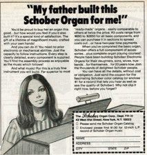 1977 Vintage Print Ad My father built this Schober Organ for me Daughter hobby