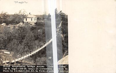 COLUMBUS JUNCTION Iowa postcard RPPC US USA foot bridge Lovers Leap #2