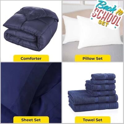 Back to School Bed Set , Bedroom Sets Bundle Twin/TwinXL 2 Pillows, Towels
