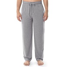 Mens Lightweight 60 Cotton Jersey Knit Sleep Pant w/Pockets,Medium Grey Heather