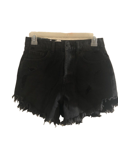 Women's High-Rise Frayed Hem Jean Shorts - Wild Fable - Black - Size 2 - Picture 2 of 4