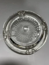 ROUND SHAPED, CLEAR GLASS ASHTRAY, MCM VINTAGE 5” Round Cig Cigar