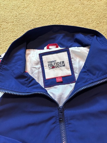 Vintage 90s Y2K Tommy Hilfiger Red White Blue Patriotic Windbreaker Jacket M - Picture 5 of 6