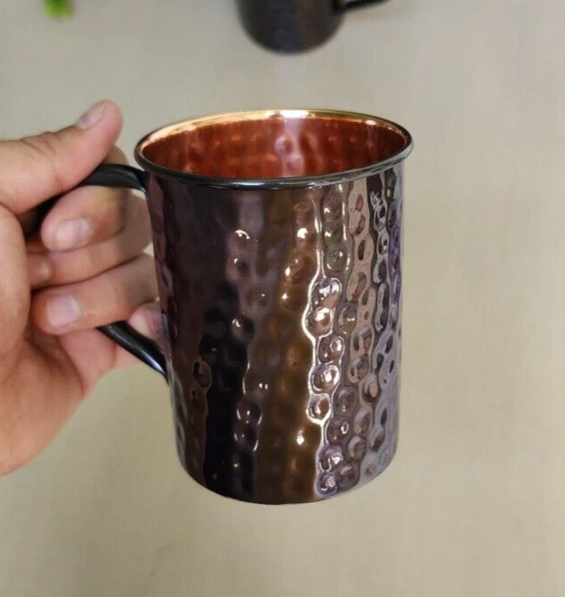 Кружки черная медь Москва мул набор из 2 чистых чашек 16 унций каждый уникальный подарок для папы - Изображение 4 из 4