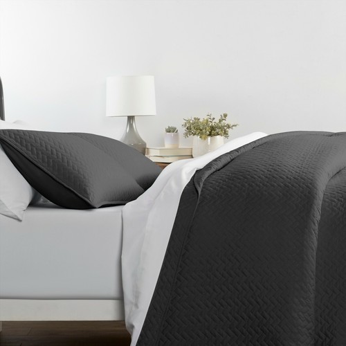 Premium Ultra Soft Quilted 3 Piece Coverlet Set Kaycie Gray Hotel Collection - Picture 40 of 111