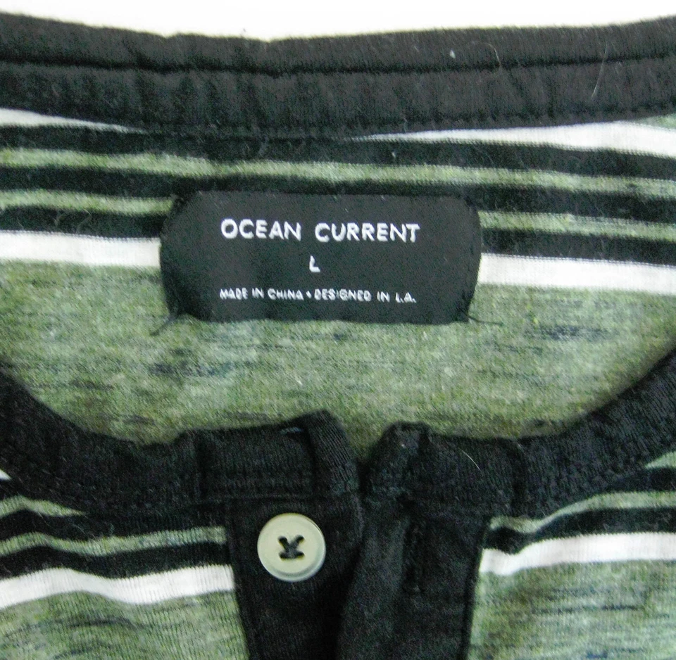 Camisa Henley Manga Larga Algodón OCEAN CURRENT Niño (Talla Grande) Rayas Verdes Foto 3 de 4