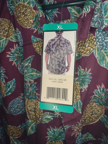Cooke Street Hawaiian Shirt Purple with Blue Yellow Pineapples Men's Size XL NWT - Picture 5 of 8