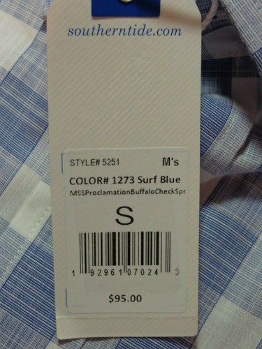 Camicia Southern Tide uomo piccola blu manica corta abbottonata nuova con etichette - Foto 7 di 8