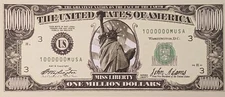 ORIGINAL $1,000,000 (1 Million) DOLLAR BILL NOVELTY. Looks & feels real